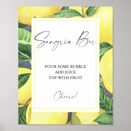 Waterverf citrus lemon - sangria bar poster (Voorkant)