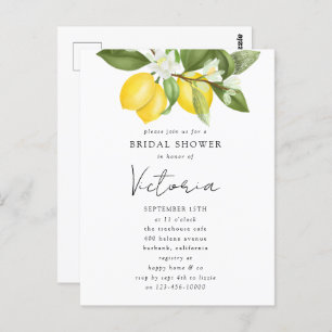 Waterverf Citrus Lemons Bridal Shower Briefkaart