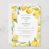Waterverf Citrus Modern Monogram Huwelijk Kaart (Voorkant)