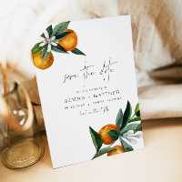 Waterverf Citrus Oranje Floral Save the Date