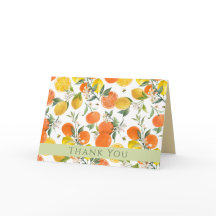Waterverf Citrus Pattern Gevouwen Dank u Kaart
