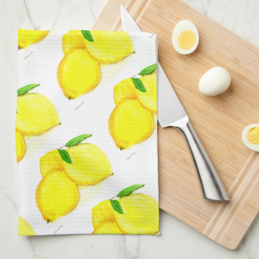 Waterverf Citrus Pattern Theedoek (Quarter Fold)