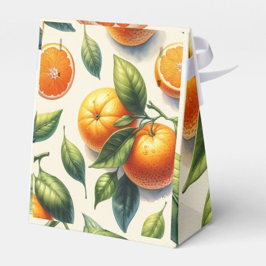 Waterverf Citrus Sinaasappel bladeren bruiloft Bedankdoosjes (Achterkant)