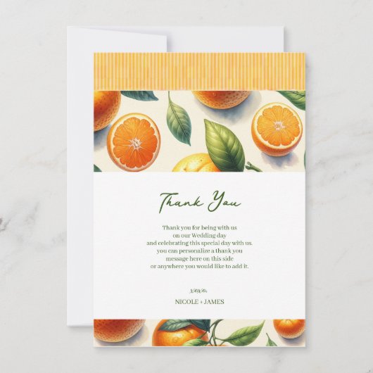 Waterverf Citrus Sinaasappel bladeren bruiloft dan Kaart (Voorkant)