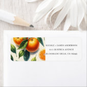 Waterverf Citrus Sinaasappel bladeren bruiloft Etiket (Insitu)