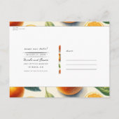 Waterverf Citrus Sinaasappel Bladeren Save the Dat Aankondigingskaart (Achterkant)