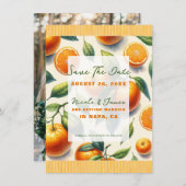 Waterverf Citrus Sinaasappel Bladeren Save the Dat Kaart (Voorkant / Achterkant)
