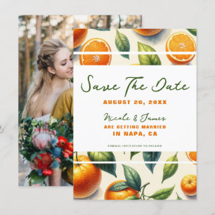 Waterverf Citrus Sinaasappel Bladeren Save the Dat Kaart