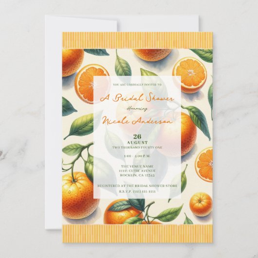 Waterverf Citrus Sinaasappel bladeren Vrijgezellen Kaart (Voorkant)