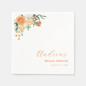 Waterverf Citrus Sinaasappel Bloemen Vrijgezellenf Servet (Voorkant)