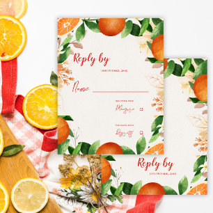 Waterverf Citrus Sinaasappel Herfst Herfst Herfst RSVP Kaartje