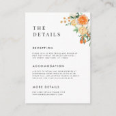 Waterverf Citrus Sinaasappel Tangerine bruiloft De Informatiekaartje (Voorkant)