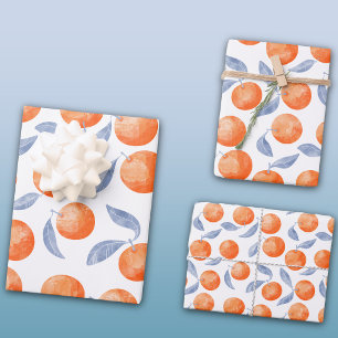Waterverf Citrus Sinaasappels Mediterraan Inpakpapier Vel