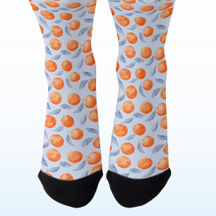 Waterverf Citrus Sinaasappels Mediterraan Lichtbla Sokken
