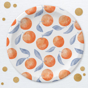 Waterverf Citrus Sinaasappels Mediterraan  Papieren Bordje
