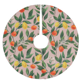 Waterverf Citrus takken Ornament Patroon Kerstboom Rok