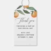 Waterverf citrusbruiloft. Garden floral bedankt Cadeaulabel (Voorkant)