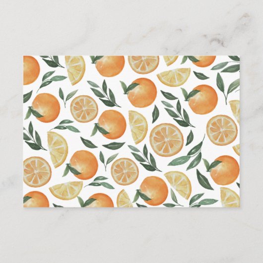 Waterverf citrusbruiloft. Tuingoed Informatiekaartje (Achterkant)