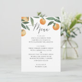 Waterverf citrusbruiloft. Zomerbloementuin Menu (Staand voorkant)