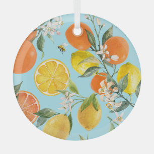 Waterverf Citrusvruchten: Hand getrokken Glas Ornament