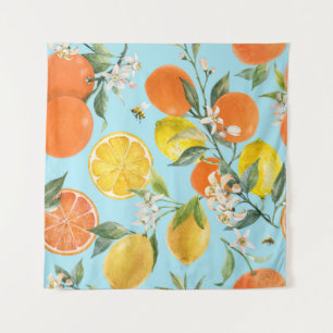 Waterverf Citrusvruchten: Hand getrokken Wandkleed