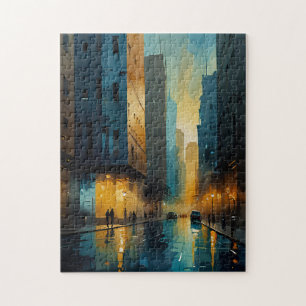 Waterverf Cityscape Puzzel Abstracte Urban Jigsaw