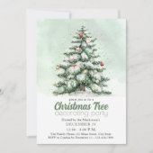 Waterverf Classic Kerstboom Decorating Party Kaart (Voorkant)