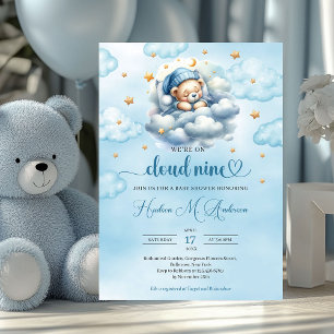Waterverf Cloud 9 teddybeer Boy Baby shower Kaart