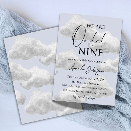 Waterverf Cloud Nine Blue Sky Boy Baby shower Kaart