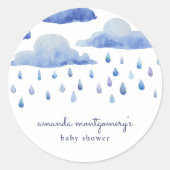 Waterverf Clouds Baby shower Ronde Sticker (Voorkant)