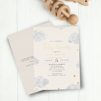 Waterverf Clouds Cream Neutraal Baby shower Gold