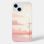 Waterverf Cloudscape Roze lucht met naam Case-Mate iPhone Case (Achterkant)
