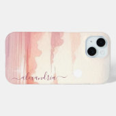 Waterverf Cloudscape Roze lucht met naam Case-Mate iPhone Case (Achterkant (horizontaal))