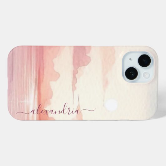 Waterverf Cloudscape Roze lucht met naam Case-Mate iPhone Case (Achterkant (horizontaal))