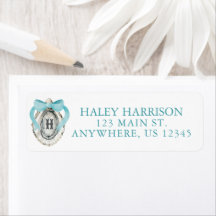 Waterverf Coastal Blue Bow Oyster Monogram