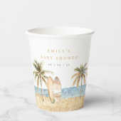 Waterverf Coastal Surf Baby shower Papieren Bekers (Voorkant)