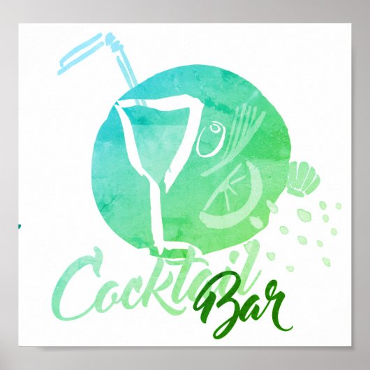 Waterverf Cocktail Bar Poster (Voorkant)