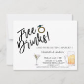 Waterverf Cocktail, Bier, Gratis drankjes bruiloft Kaart (Voorkant)