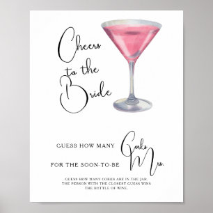Waterverf Cocktail Bruiloftsborrel Hoeveel Kurken Poster