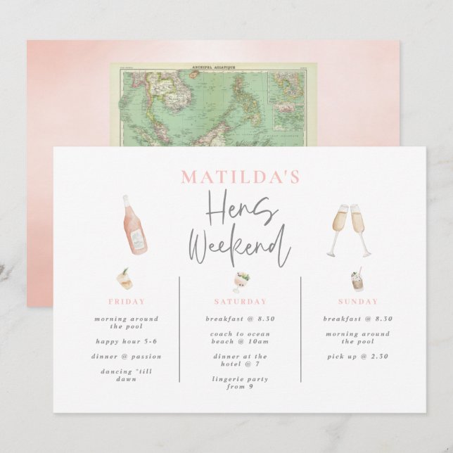 Waterverf cocktail champagne 3 dagen (Voorkant / Achterkant)