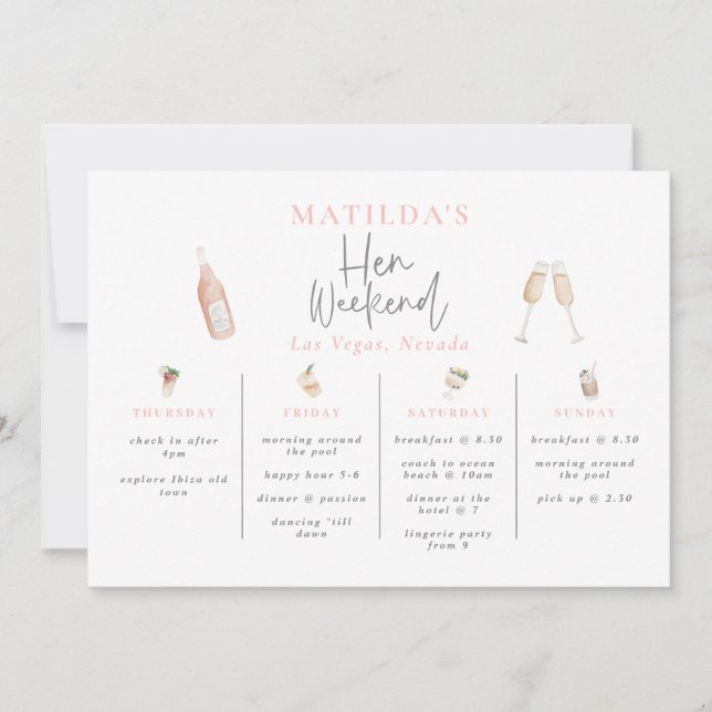 Waterverf cocktail champagne weekend (Voorkant)