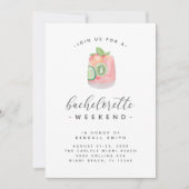 Waterverf Cocktail Minimale Bachelorette Weekend Kaart (Voorkant)