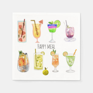 Waterverf cocktail Mooi feest Vieren wit Servet