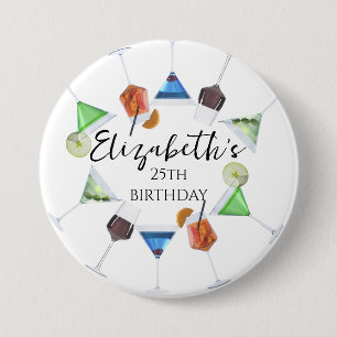Waterverf cocktail party ronde button 7,6 cm