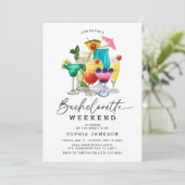 Waterverf Cocktails Bachelorette Weekend Kaart (Staand voorkant)