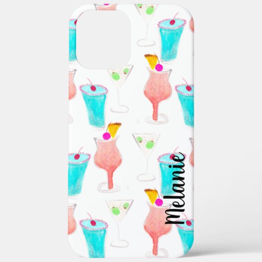 Waterverf Cocktails Drink monogrammen Case-Mate iPhone Case (Achterkant)