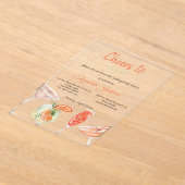 Waterverf cocktails gestreept Vrijgezellenfeest Acryl Uitnodigingen (Laagn)