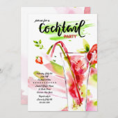 Waterverf Cocktails Invitation Kaart (Voorkant / Achterkant)