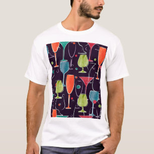 Waterverf cocktails, kleurrijk motief. t-shirt