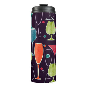 Waterverf cocktails, kleurrijk motief. thermosbeker